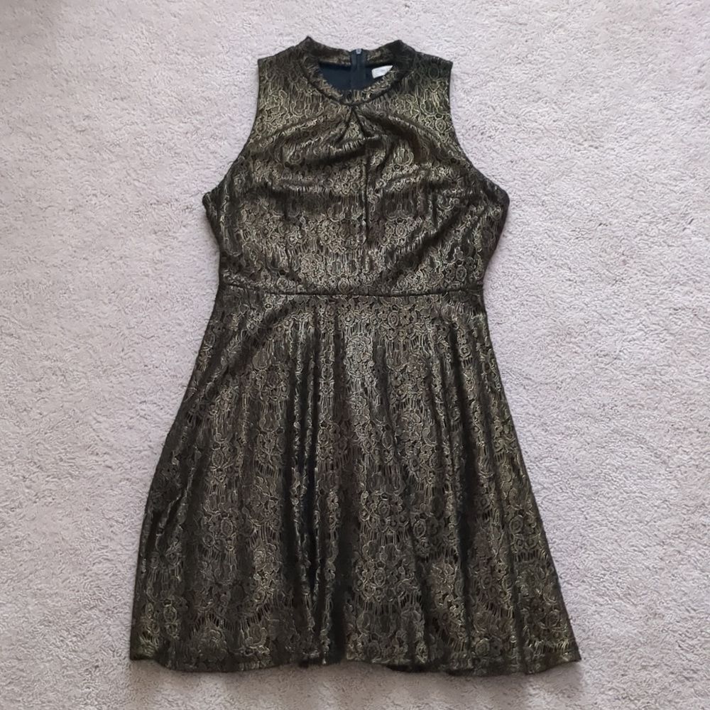 Nordstrom Love Fire High Neck Gold Dress Size L